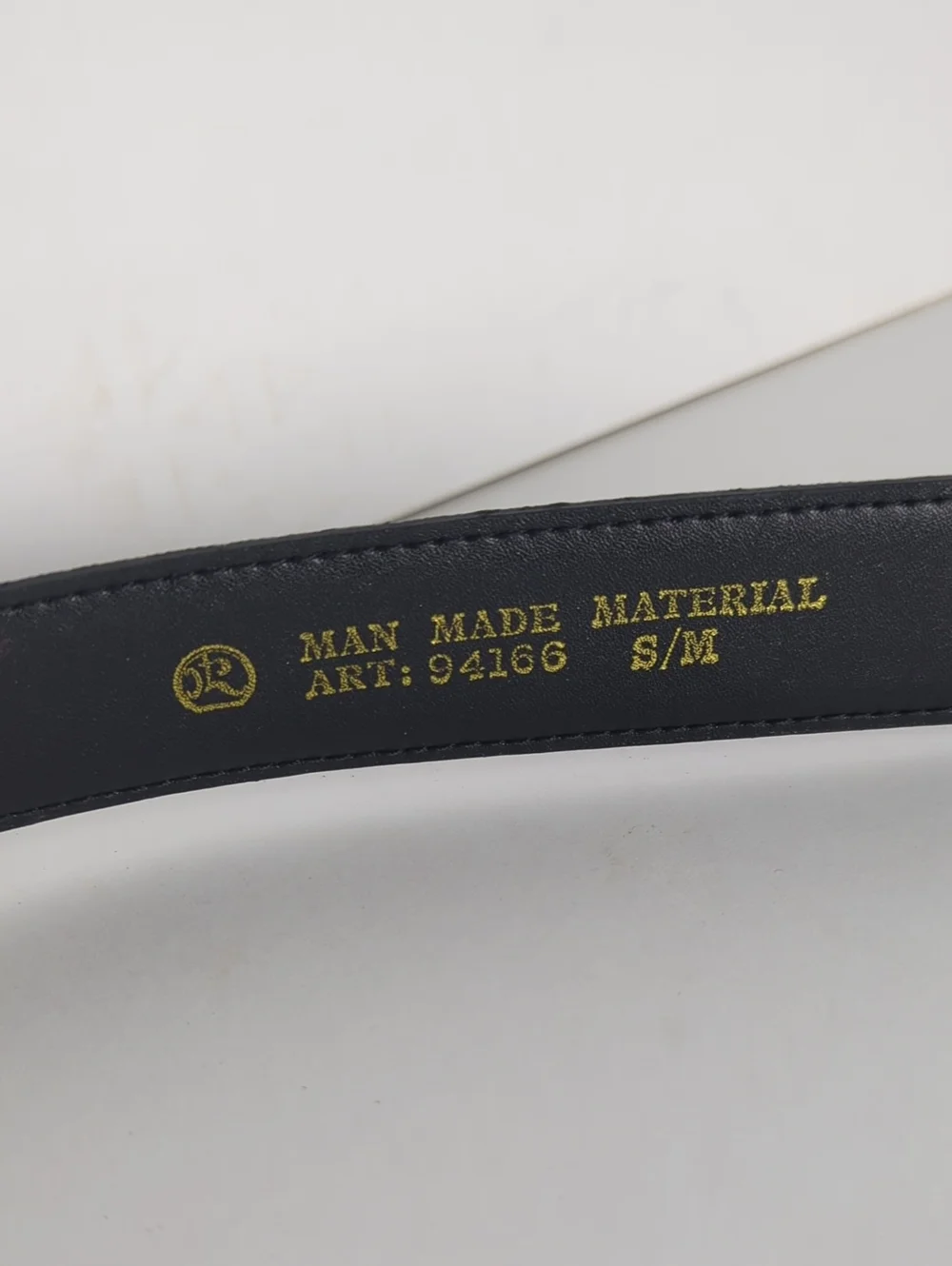 Women's Small Black & Gold Distressed Leather Stitched X Belt